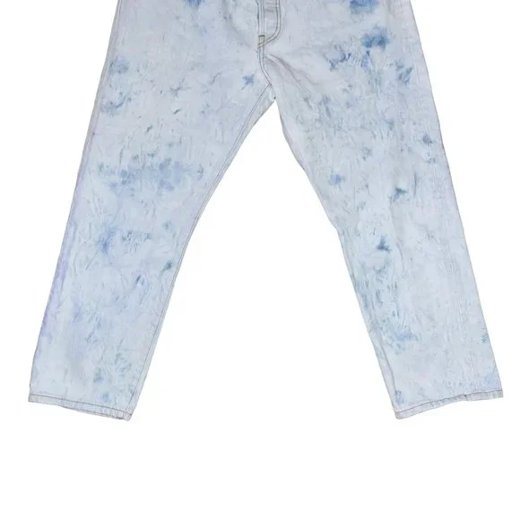 Levis 501 Button Fly Straight Leg Jeans Mens 32 25 Bleached Stonewash Pockets - Picture 4 of 8